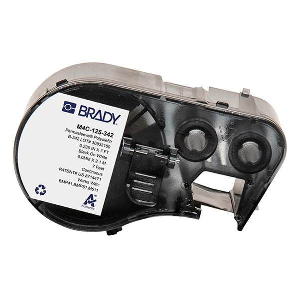 Brady M4C-125-342 black on yellow heat shrink tape, 6.00mm x 2.13m (original Brady) M4C-125-342 148170 - 1