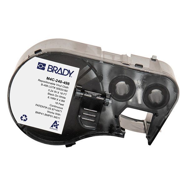 Brady M4C-240-498 black on white vinyl fabric labels, 6.1mm x 4.88m (original Brady) M4C-240-498 148208 - 1