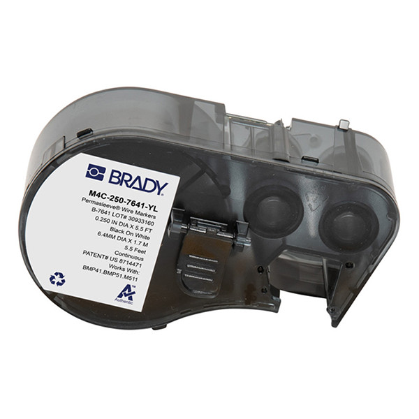 Brady M4C-250-7641-YL black on yellow heat shrink tape, 11.15mm x 2.13m (original Brady) M4C-250-7641-YL 148360 - 1