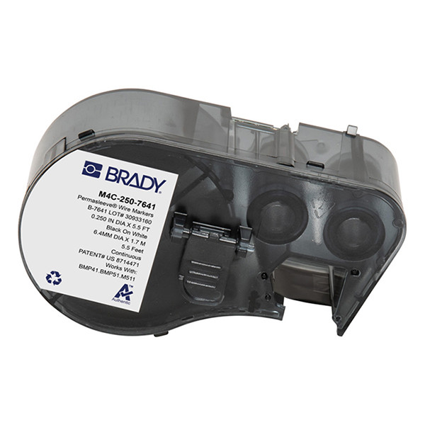 Brady M4C-250-7641 black on white heat shrink tape, 11.15mm x 2.13m (original Brady) M4C-250-7641 148358 - 1
