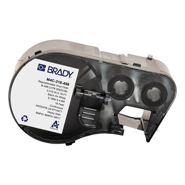 Brady M4C-318-498 black on white vinyl fabric labels, 8.08mm x 4.88m (original Brady) M4C-318-498 148206 - 1