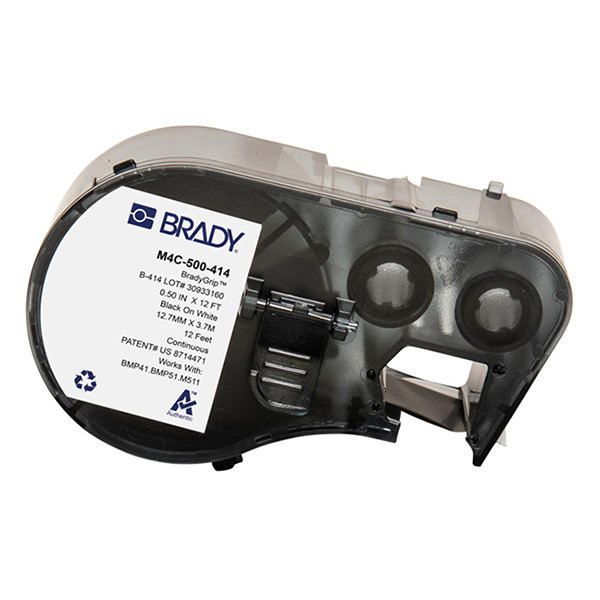 Brady M4C-500-414 black on white polyester hook-and-loop material labels, 12.70mm x 3.66m (original Brady) M4C-500-414 147965 - 1