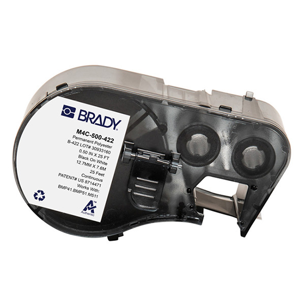 Brady M4C-500-422 black on white polyester labels, 12.70mm x 7.62m (original Brady) M4C-500-422 147962 - 1