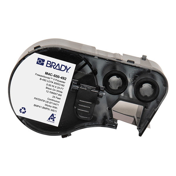 Brady M4C-500-492 FreezerBondz black on white polyester tape, 12.7mm x 7.62m (original Brady) M4C-500-492 148200 - 1
