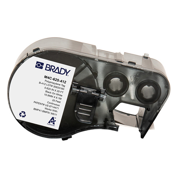 Brady M4C-625-412 black on white continuous polypropylene tags, 15.88mm x 6.10m (original Brady) M4C-625-412 147960 - 1