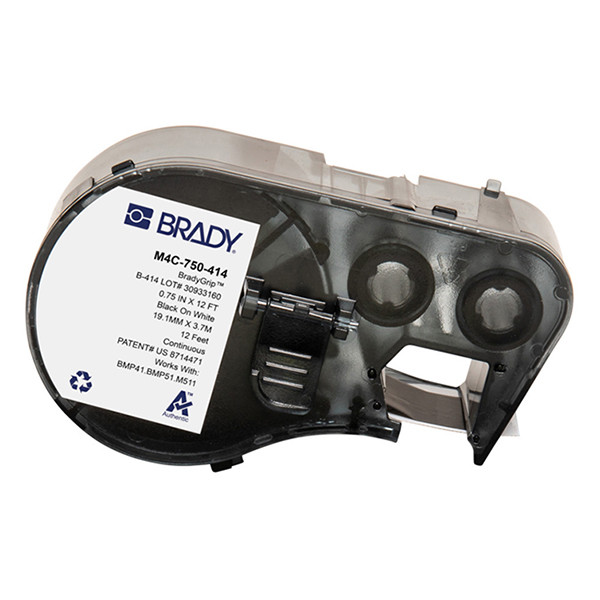 Brady M4C-750-414 black on white polyester hook-and-loop material labels, 19.05mm x 3.66m (original Brady) M4C-750-414 147952 - 1