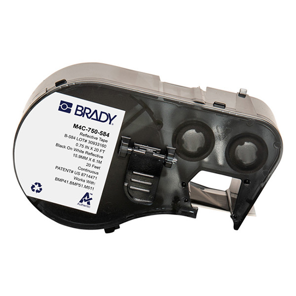 Brady M4C-750-584 black on white plastic labels, 19.05mm x 6.10m (original Brady) M4C-750-584 148378 - 1