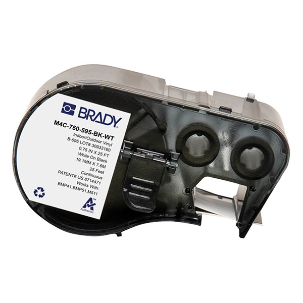 Brady M4C-750-595-BK-WT white on black vinyl tape, 19.05mm x 7.62m (original Brady) M4C-750-595-BK-WT 148382 - 1
