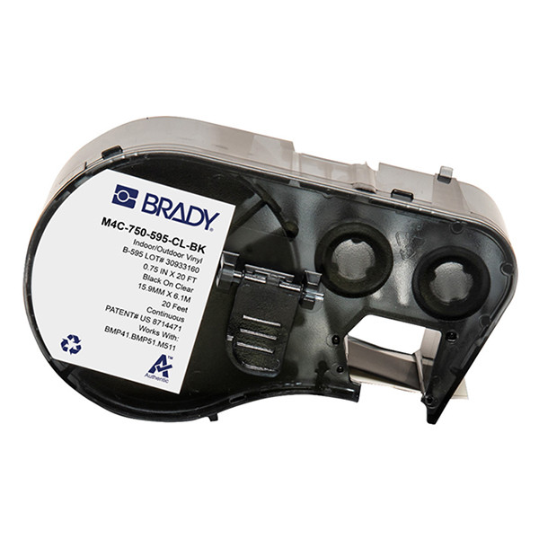 Brady M4C-750-595-CL-BK black on transparent vinyl tape, 19.05mm x 6.1m (original Brady) M4C-750-595-CL-BK 148184 - 1