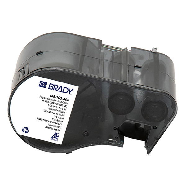 Brady M5-103-498 black on white vinyl fabric labels, 31.75mm x 25.4mm (original Brady) M5-103-498 148318 - 1
