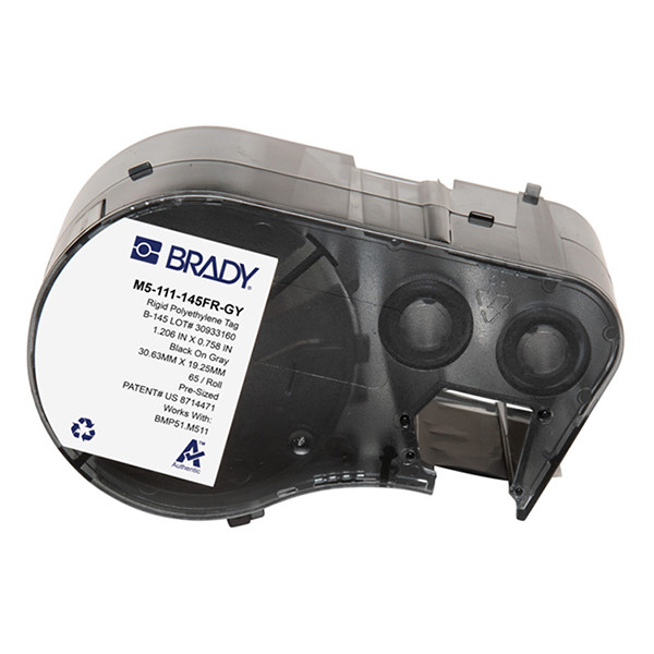 Brady M5-111-145FR-GY black on grey polyethylene labels, 19.05mm x 30.63mm (original Brady) M5-111-145FR-GY 148394 - 1