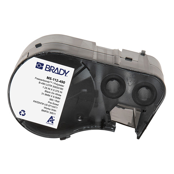 Brady M5-112-490 black on white polyester labels, 31.75mm x 9.53mm (original Brady) M5-112-490 148041 - 1
