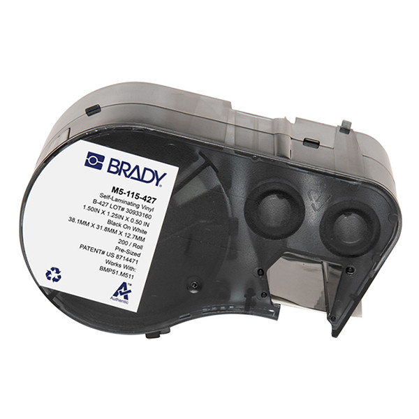 Brady M5-115-427 black on white/transparent laminated vinyl labels, 31.75mm x 38.1mm x 12.7mm (original Brady) M5-115-427 148148 - 1