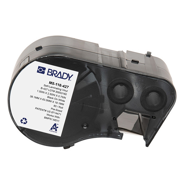 Brady M5-116-427 black on white/transparent laminated vinyl labels, 63.5mm x 38.1mm x 19.05mm (original Brady) M5-116-427 148146 - 1