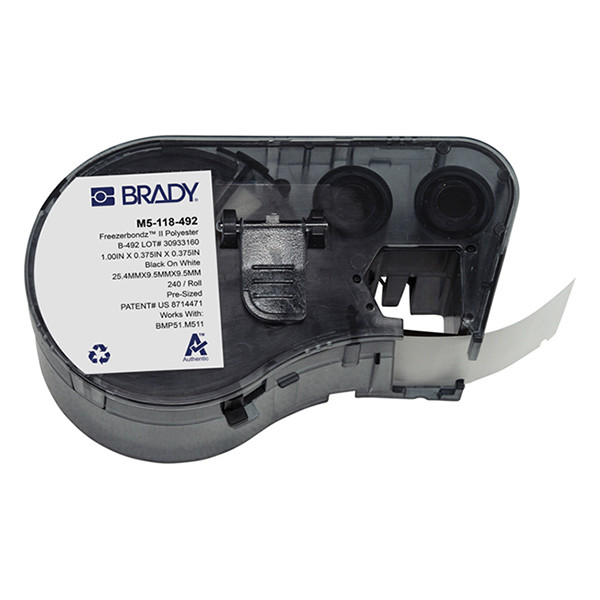 Brady M5-118-492 FreezerBondz black on white polyester labels, 25.4mm x 9.53mm (original Brady) M5-118-492 148304 - 1