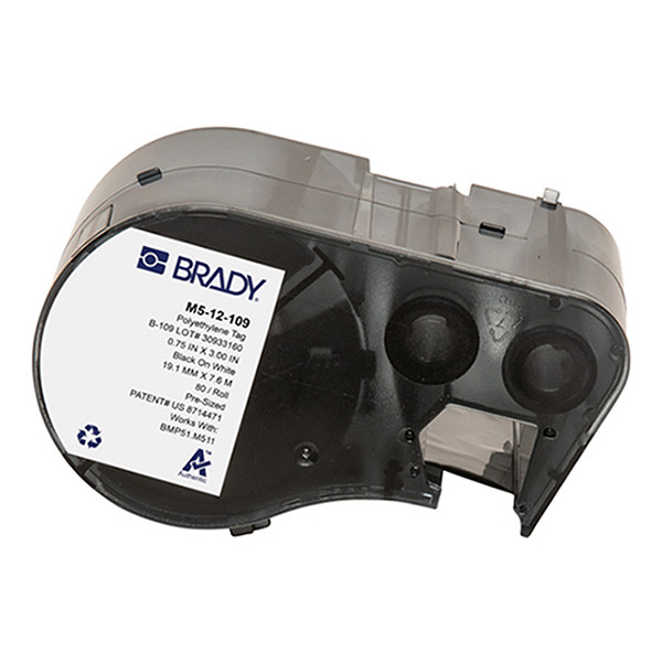 Brady M5-12-109 black on white polyethylene tags, 76.20mm x 19.05mm (original Brady) M5-12-109 148060 - 1