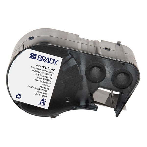 Brady M5-125-1-342 black on white heat shrink tape, 6.00mm x 25.78mm (original Brady) M5-125-1-342 148172 - 1