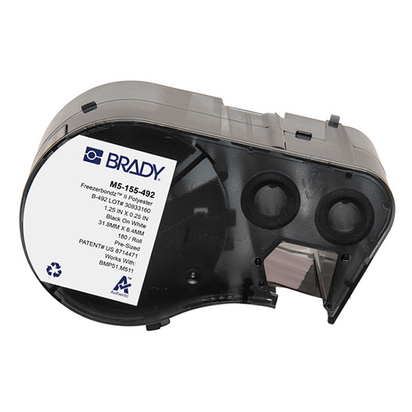Brady M5-155-492 Freezerbondz black on white polyester labels, 6.35mm x 31.75mm (original Brady) M5-155-492 148284 - 1