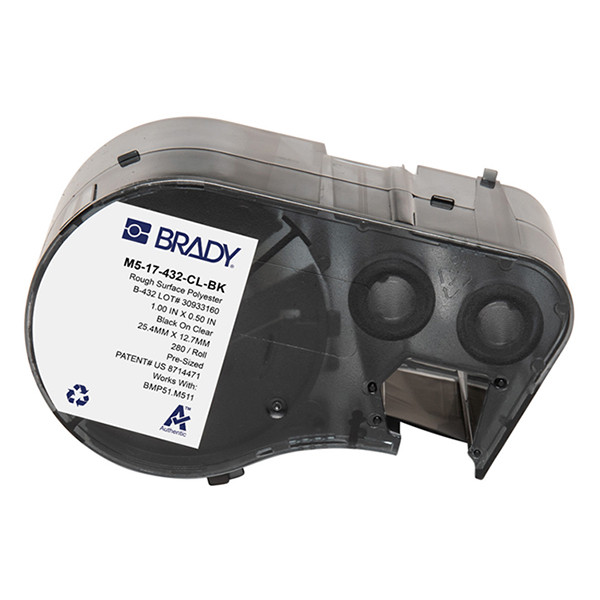 Brady M5-17-432-CL-BK black on transparent polyester labels, 12.7mm x 25.4mm (original Brady) M5-17-432-CL-BK 148408 - 1