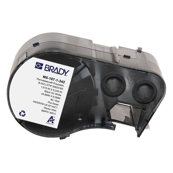 Brady M5-187-1-342 black on white heat shrink tape, 8.50mm x 25.78mm (original Brady) M5-187-1-342 148168 - 1