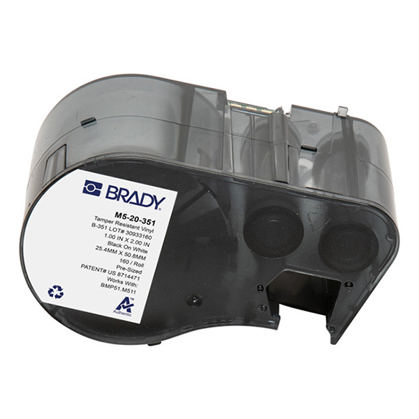 Brady M5-20-351 black on white vinyl labels, 25.4mm x 50.8mm (original Brady) M5-20-351 148398 - 1