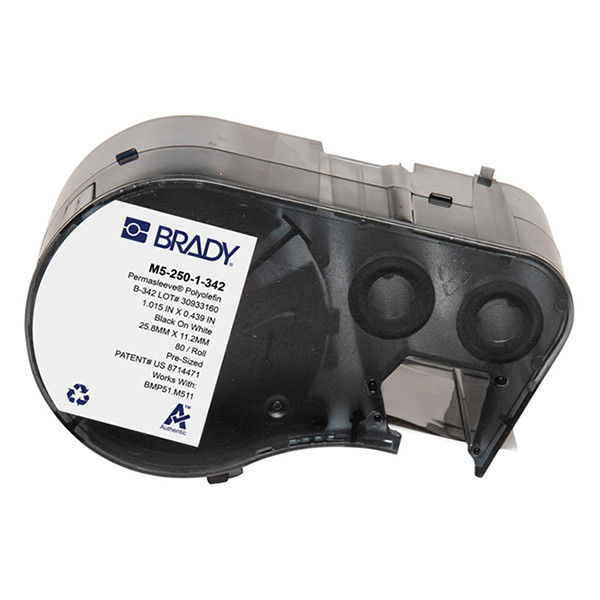 Brady M5-250-1-342 black on white heat shrink tape, 11.15mm x 25.78mm (original Brady) M5-250-1-342 148162 - 1