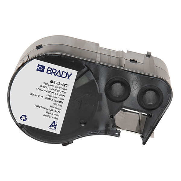 Brady M5-33-427 black on white/transparent laminated vinyl labels, 101.6mm x 38.1mm x 25.4mm (original Brady) M5-33-427 148120 - 1