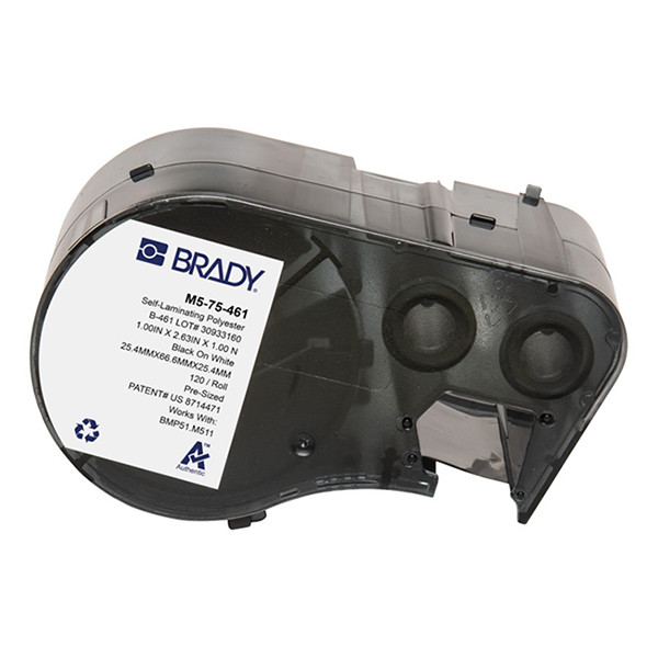 Brady M5-75-461 black on white/transparent laminated polyester labels, 25.4mm x 66.68mm x 25.4mm (original Brady) M5-75-461 148116 - 1