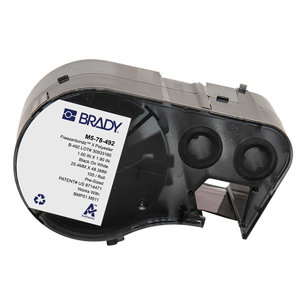 Brady M5-78-492 black on white polyester labels, 25.40mm x 48.26mm (original Brady) M5-78-492 147987 - 1