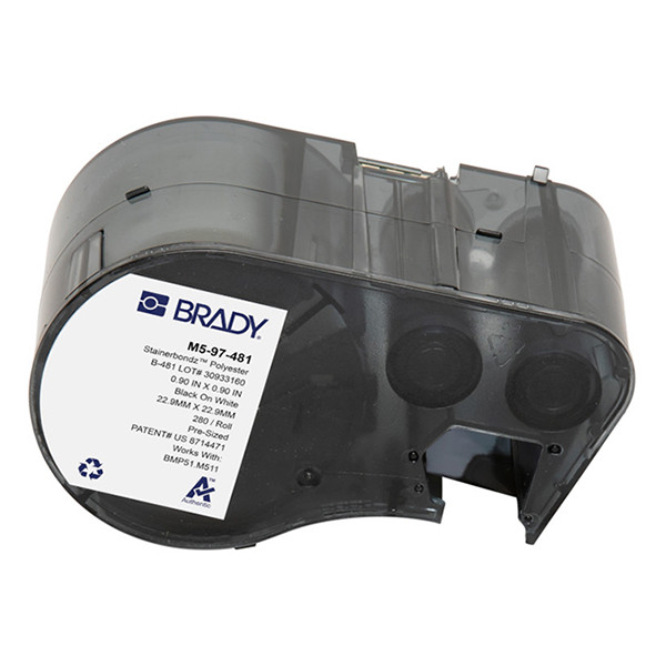 Brady M5-97-481 black on white polyester labels, 22.86mm x 22.86mm (original Brady) M5-97-481 147998 - 1