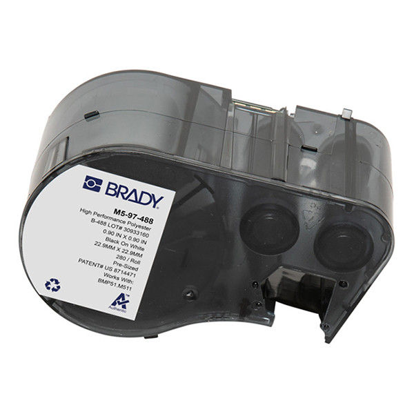 Brady M5-97-488 black on white polyester labels, 22.86mm x 22.86mm (original Brady) M5-97-488 147992 - 1