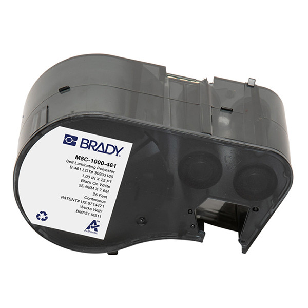 Brady M5C-1000-461 laminated polyester labels black on white 25.4 mm x 7.62 m (original Brady) 148412 - 1