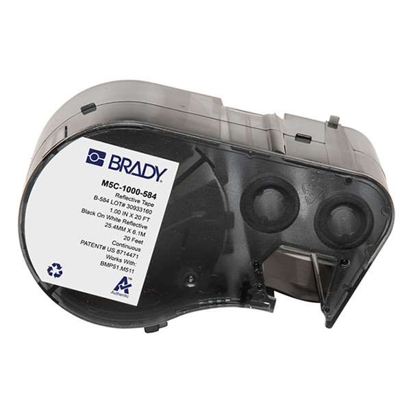 Brady M5C-1000-584 black on white reflective labels, 25.40mm x 6.10m (original Brady) M5C-1000-584 147995 - 1
