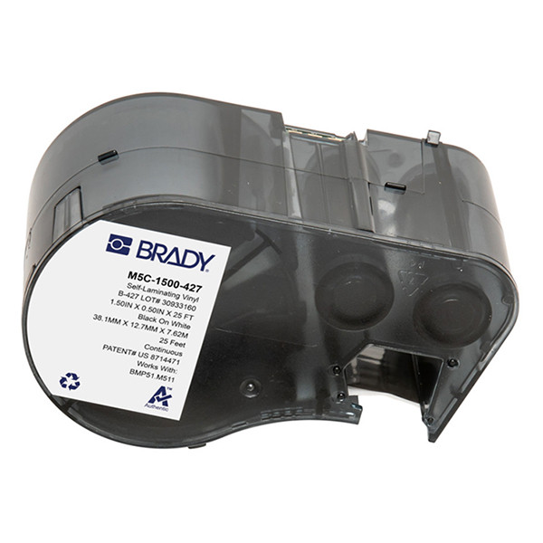 Brady M5C-1500-427 black on white/transparent laminated vinyl tape, 38.1mm x 7.62mx 12.7mm (original Brady) M5C-1500-427 148406 - 1