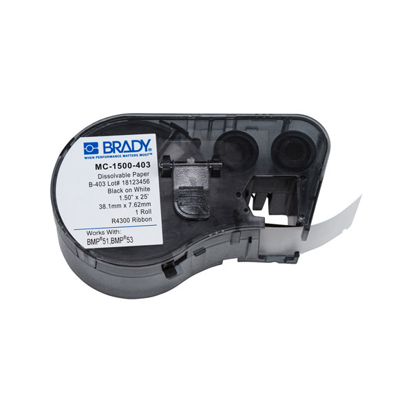 Brady MC-1500-403 black on white paper tape 38.1 mm x 7.62 mm (original Brady) MC-1500-403 147136 - 1