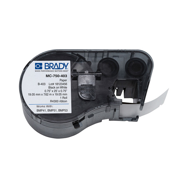 Brady MC-750-403 black on transparent paper tape 19.05 x 7.62 mx 19.05 mm (original Brady) MC-750-403 147086 - 1