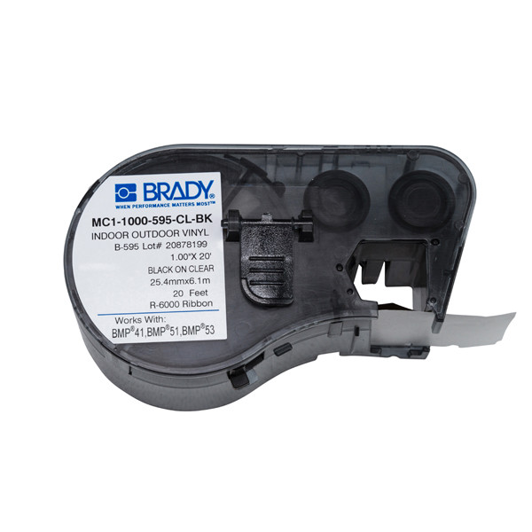 Brady MC1-1000-595-CL-BK black on transparent vinyl tape 25.4 mm x 6.1 m (original Brady) MC1-1000-595-CL-BK 147096 - 1