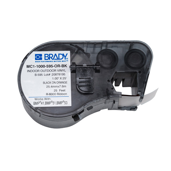 Brady MC1-1000-595-OR-BK black on orange vinyl tape 25.4 mm x 7.62 m (original Brady) MC1-1000-595-OR-BK 147102 - 1