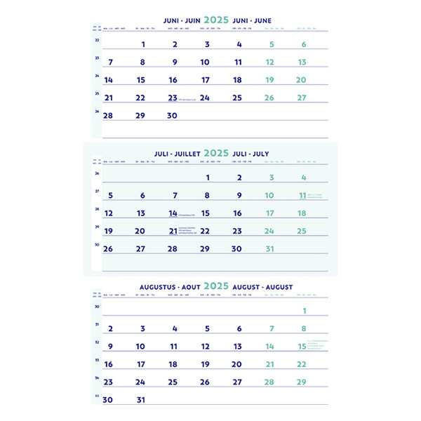 Brepols 2025 three-month wall calendar 30cm x 60cm 261426 - 1