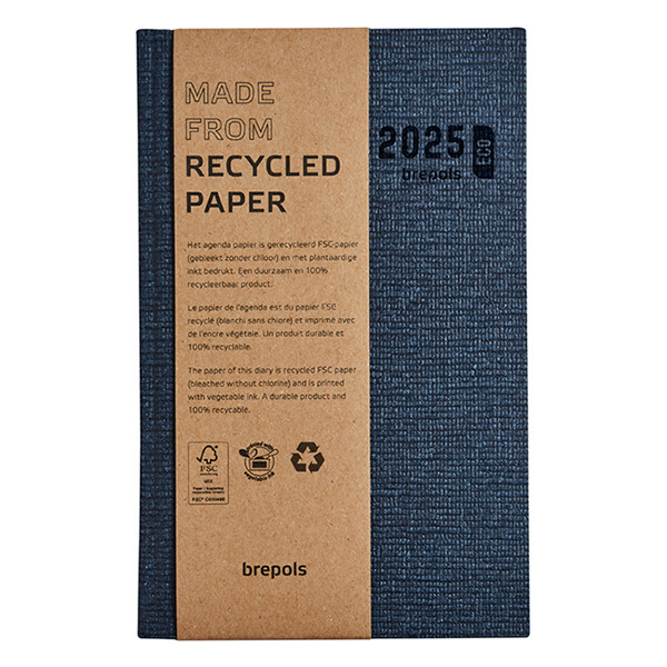 Daily agenda 2025 | 4-language | Brepols EcoDay Kazar blue 261488 - 1