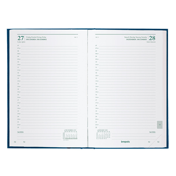 Daily agenda 2025 | 4-language | Brepols EcoDay Kazar blue 261488 - 2