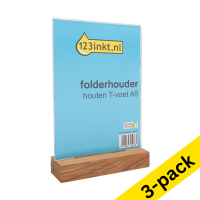 Brochure holder (A5, wood) | T-foot | 123ink | 3-pack