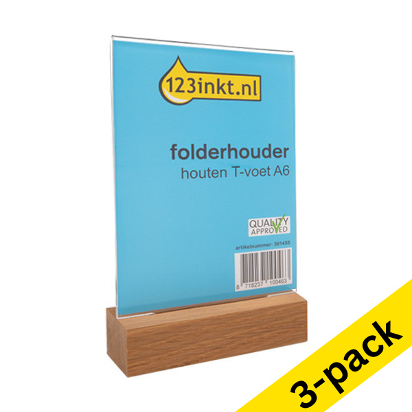 Brochure holder (A6, wood) | T-foot | 123ink | 3-pack 301568 - 1