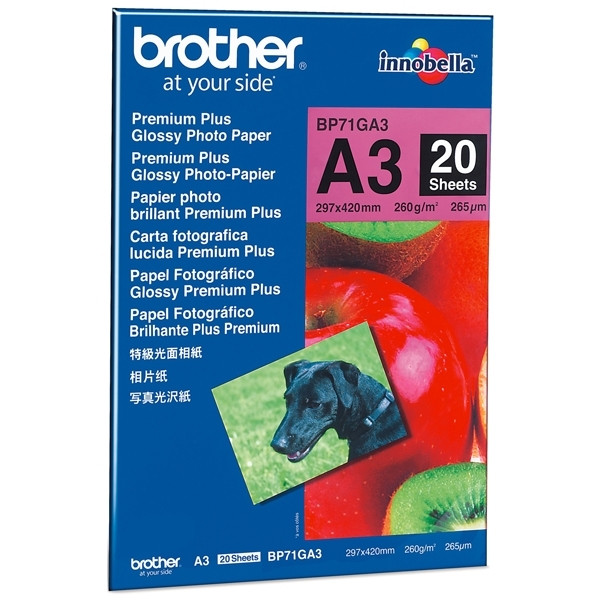 Brother BP71GA3 260g Premium Plus Glossy A3 photo paper (20 sheets) BP71GA3 063500 - 1