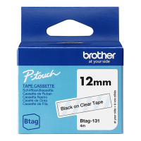 Brother Btag-131 non-laminated black on transparent tape, 12mm (original Brother) BTAG131 080342