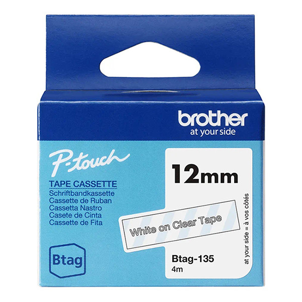 Brother Btag-135 non-laminated white on transparent tape, 12mm (original Brother) BTAG135 080348 - 1