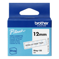 Brother Btag-135 non-laminated white on transparent tape, 12mm (original Brother) BTAG135 080348
