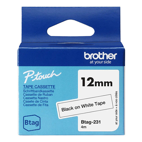 Brother Btag-231 non-laminated black on white tape, 12mm (original Brother) BTAG231 080350 - 1
