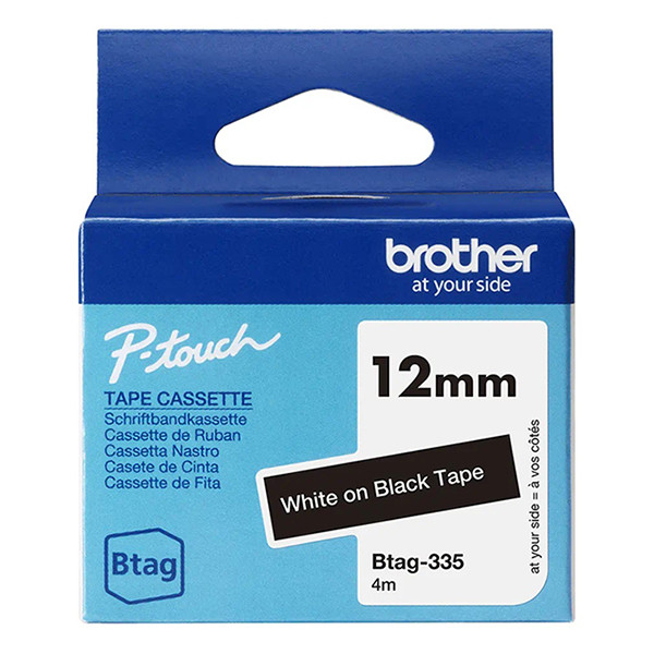 Brother Btag-335 non-laminated white on black tape, 12mm (original Brother) BTAG335 080356 - 1