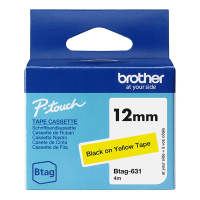 Brother Btag-631 non-laminated black on yellow tape, 12mm (original Brother) BTAG631 080358
